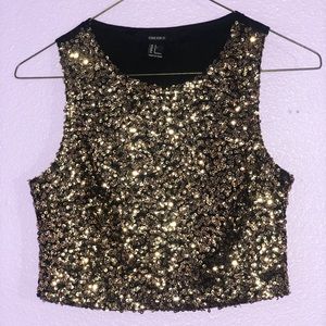 Forever 21 gold sequin crop top